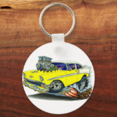 1956 Chevy Belair Yellow Car Schlüsselanhänger (Vorderseite)