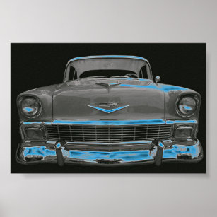 1956 CHEVY "NEON BLUE GLOW" POSTER