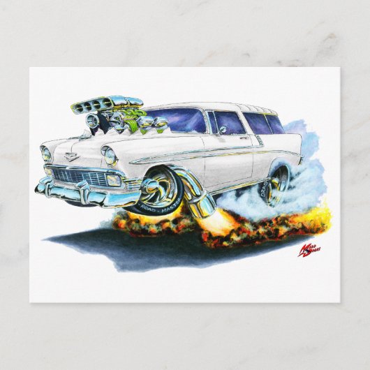 1956 Chevy Nomad White Car Postkarte (Vorderseite)