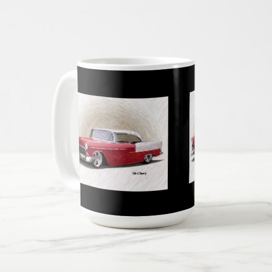 1956 Chevy Red White Digital Art Tasse (Vorderseite Links)