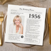 1956 Newspaper Birthday Paper Napkin
