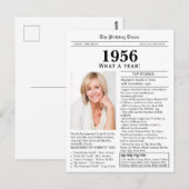 1956 Newspaper Birthday  Postkarte (Vorne/Hinten)