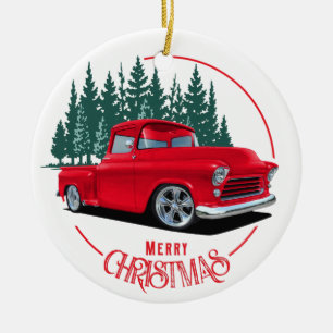 1956 Red Truck Weihnachten Keramik Ornament