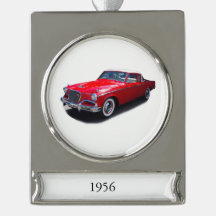 1956 rot-klassisches Auto-Banner-Ornament