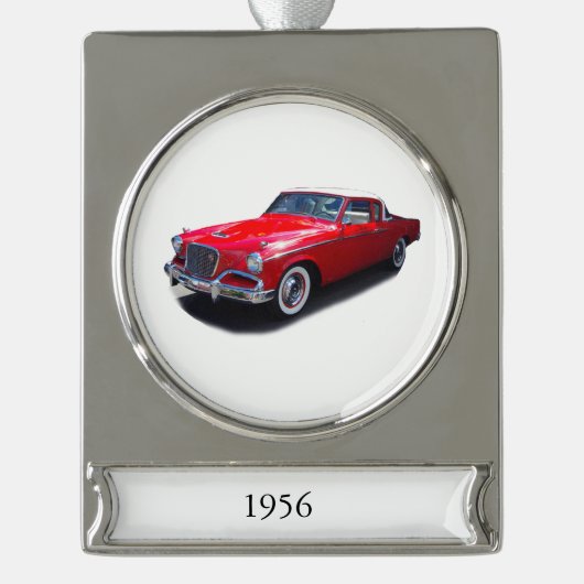 1956 rot-klassisches Auto-Banner-Ornament Banner-Ornament Silber (Vorderseite)