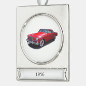 1956 rot-klassisches Auto-Banner-Ornament Banner-Ornament Silber (Links)