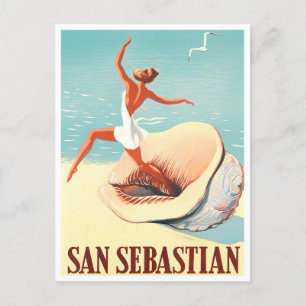 1956 San Sebastian Spanien Vintage-Reise Postkarte