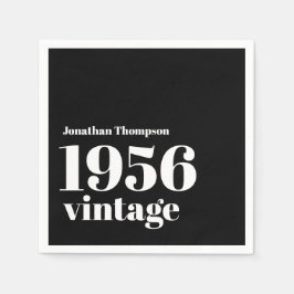 1956 Vintage Name Black 70th Birthday Party Serviette
