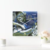 1957 Blue Chevy Custom Car, gelbe Zahlen Quadratische Wanduhr (Zuhause)