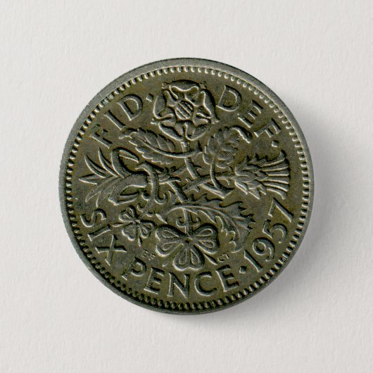 1957 Briten-Sixpencestückknopf Button (Vorderseite)