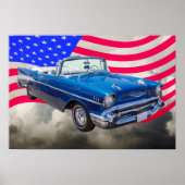 1957 Chevrolet Bel Air mit amerikanischer Flagge Poster (Vorne)