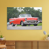 1957 Chevrolet Cabriolet rot mit Sonderrädern Leinwanddruck (Insitu (Wohnzimmer))