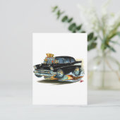 1957 Chevy 150-210 Black Car Postkarte (Stehend Vorderseite)