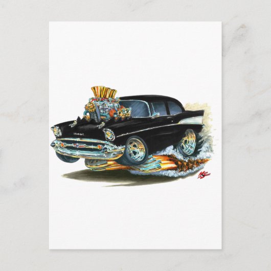 1957 Chevy 150-210 Black Car Postkarte (Vorderseite)