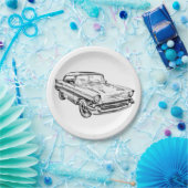 1957 Chevy Bel Air Classic Car Illustration Pappteller (Party)