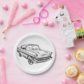 1957 Chevy Bel Air Classic Car Illustration Pappteller (Party)