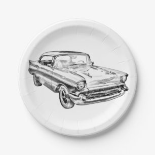 1957 Chevy Bel Air Classic Car Illustration Pappteller