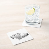 1957 Chevy Bel Air Classic Car Illustration Rechteckiger Pappuntersetzer (Vor Ort)