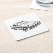 1957 Chevy Bel Air Classic Car Illustration Rechteckiger Pappuntersetzer (angewinkelt)