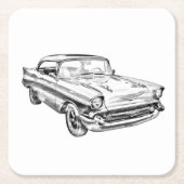 1957 Chevy Bel Air Classic Car Illustration Rechteckiger Pappuntersetzer (Vorderseite)