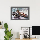 1957 Chevy Bel Air, Classic, Junk Post Apokalypse Poster (Heimbüro)