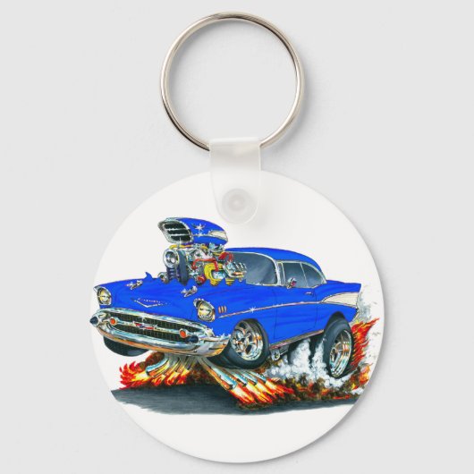 1957 Chevy Belair Blue Car Schlüsselanhänger (Vorderseite)
