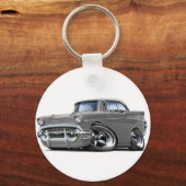 1957 Chevy Belair Grau-Weiß-Frisierte Auto Schlüsselanhänger (Vorderseite)