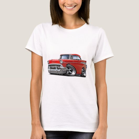 1957 Chevy Belair Rot - frisiertes Auto T-Shirt (Vorderseite)