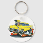 1957 Chevy Belair Yellow Car Schlüsselanhänger (Vorderseite)