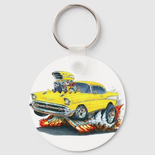 1957 Chevy Belair Yellow Car Schlüsselanhänger (Vorderseite)