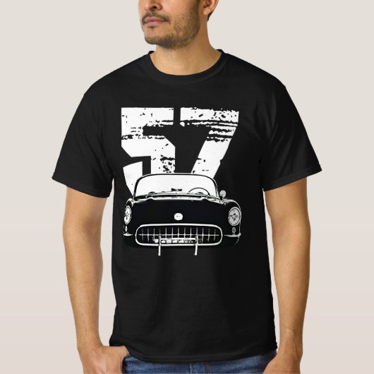 1957 Chevy Corvette mit Jahr Silhouette T-Shirt (Vorderseite)