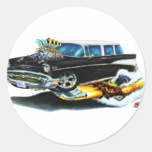 1957 Chevy Nomad Black Car Runder Aufkleber