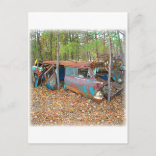 1957 Chevy Nomad Rusting in Wooded Junkyard Postkarte
