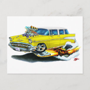 1957 Chevy Nomad Yellow Car Postkarte