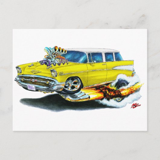 1957 Chevy Nomad Yellow Car Postkarte (Vorderseite)