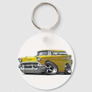 1957 Chevy Nomad Yellow Frisierte Auto Schlüsselanhänger