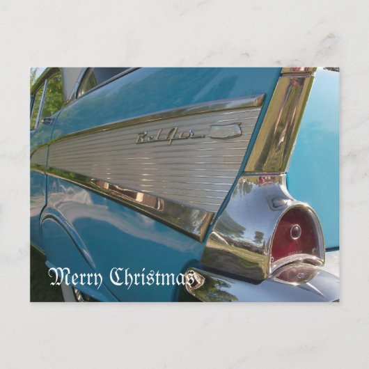 1957 Chevy Postcard Frohe Weihnachtskarte Feiertagspostkarte (Vorderseite)