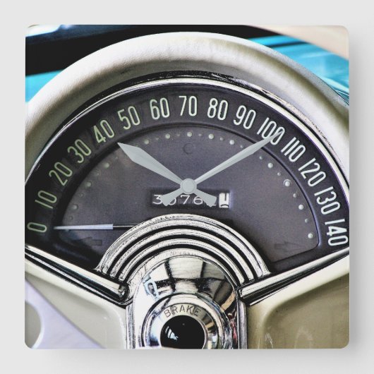 1957 Classic Sports Car Speedometer Quadratische Wanduhr (Vorderseite)