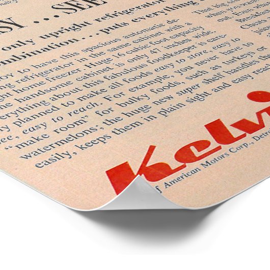 1957 Kühlschrank Ad Poster (Ecke)