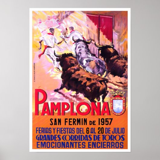1957 Pamplona Spanien Jahrgang Reise Poster (Vorne)
