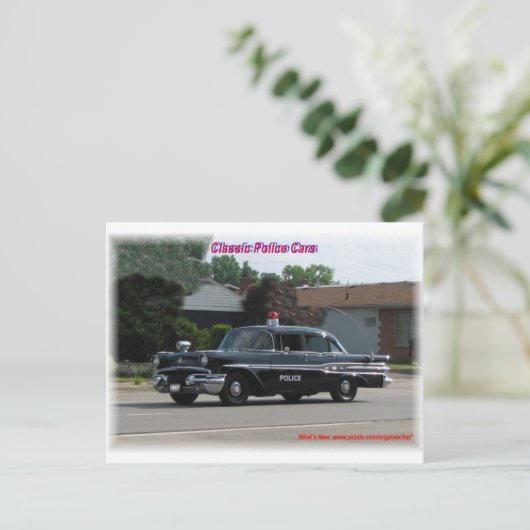 1957 Polizeiwagen Pontiac Laurentian Postkarte (Stehend Vorderseite)