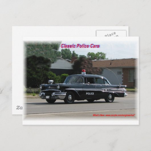 1957 Polizeiwagen Pontiac Laurentian Postkarte (Vorne/Hinten)