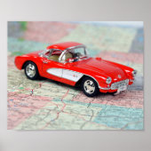 1957 Retro Corvette auf Karte Poster (Vorne)