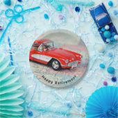 1957 rote Corvette auf Karte Pensionierung Pappteller (Party)