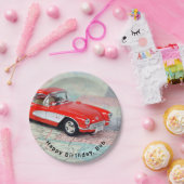 1957 rote Korvette auf Karte Pappteller (Party)