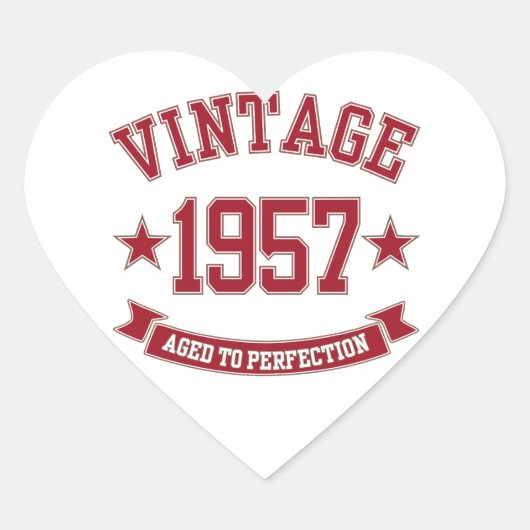 1957 Vintag bis perfekt Herz-Aufkleber (Vorderseite)