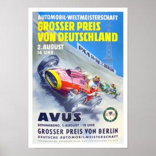 1957 Vintager Avus-Grand-Prix-Rennen Poster