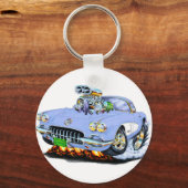 1958-60 Corvette Light Blue Car Schlüsselanhänger (Vorderseite)