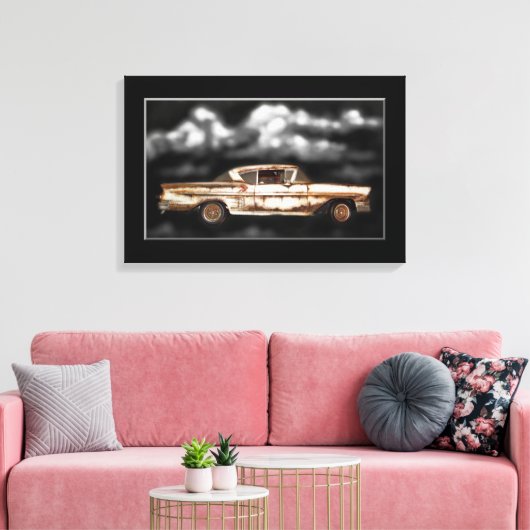 1958 Chevy Bel Air, Junkyyard, Oldtimer, rostig Leinwanddruck (Insitu (Wohnzimmer))