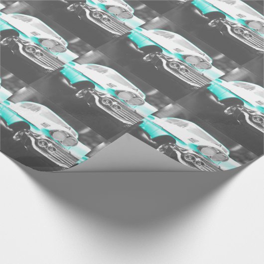 1958 chevy impala hellblau Klassiker Auto Geschenkpapier (Ecke)